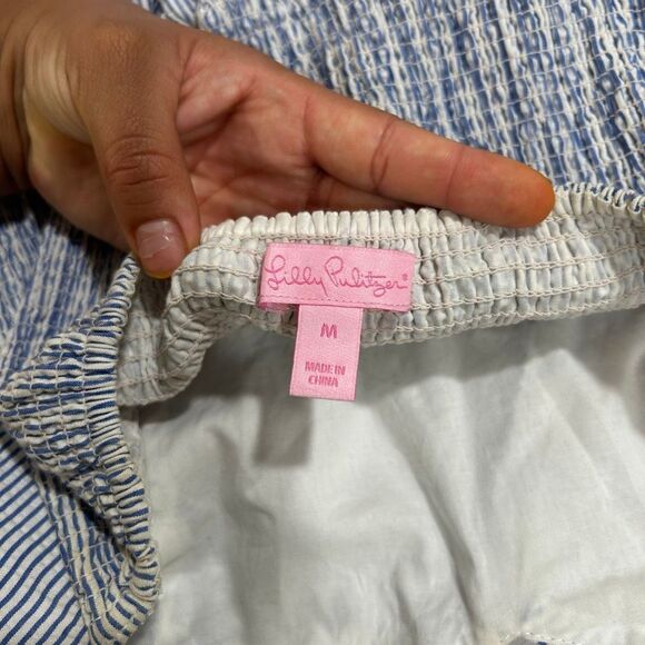 Lilly Pulitzer Strapless Blue White Bow Dress Size Medium - Picture 3 of 6